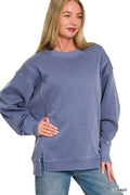 Zenana Pigment Dye Exposed-seam Fleece Sweatshirt