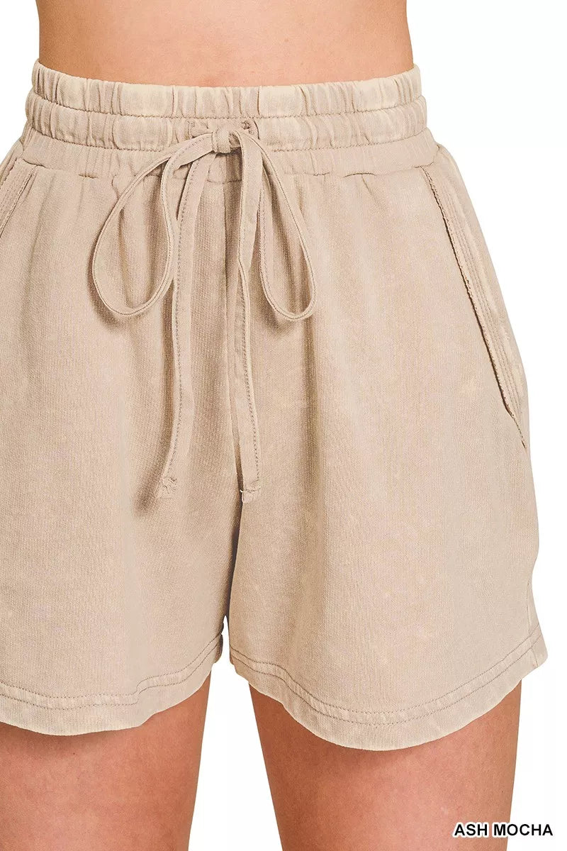 Zenana French Terry Acid Washed Relaxed Top & Short Set