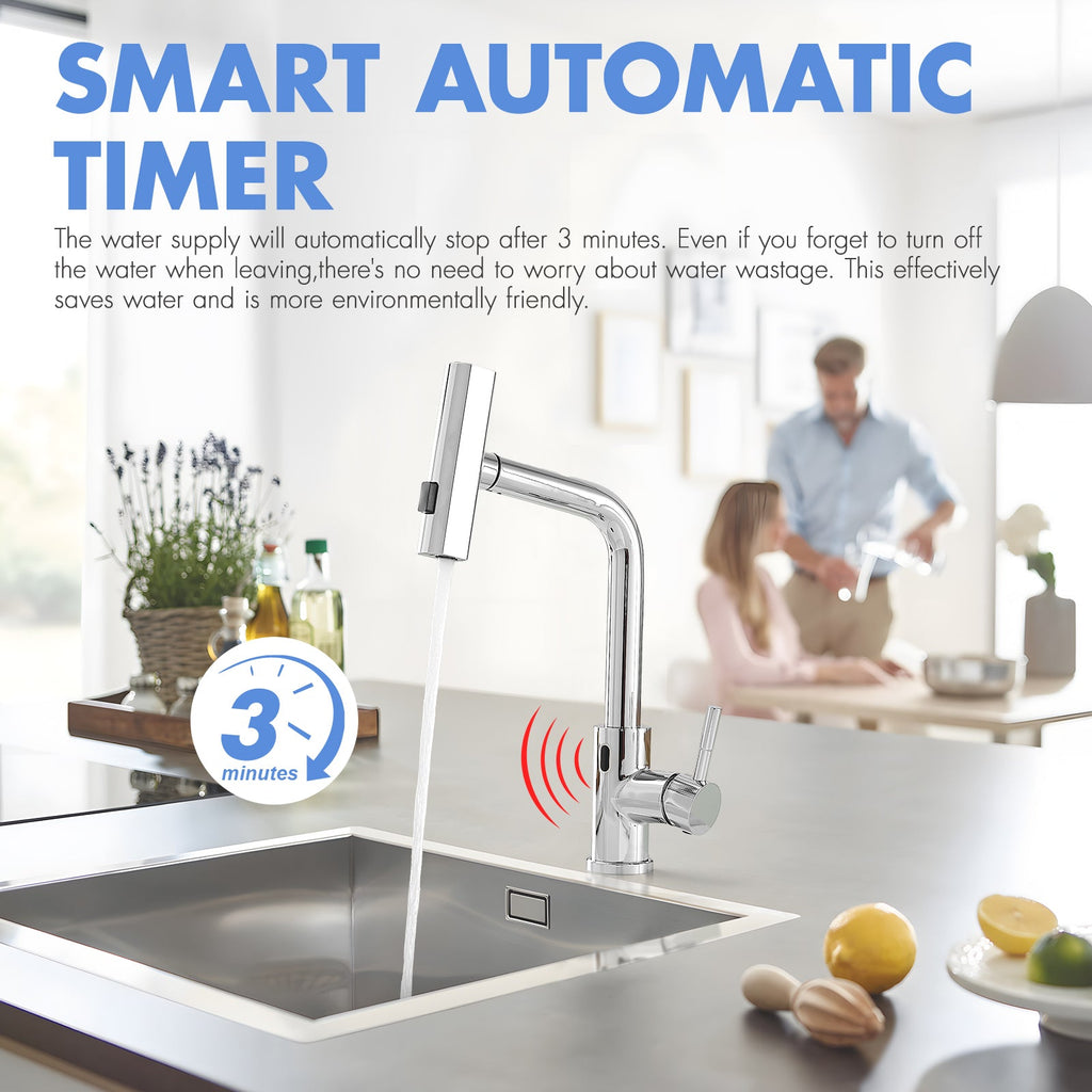 Touchless Kitchen Faucet, Hands Free Automatic Smart Kitchen Faucet, Stainless Steel Touchless Kitchen Faucet