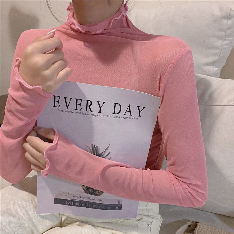 Korean Fashion Vintage Mesh Loose Transparent T-Shirt