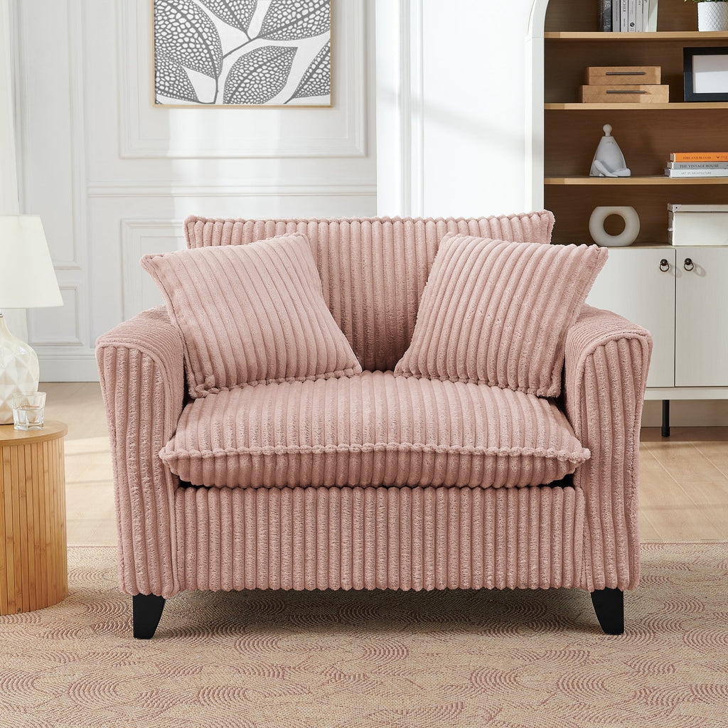 Lazy sofa chair, comfortable single-person sofa chair, with a backrest and soft seat cushion, having armrests on both sides, suitable for living room and bedroom - Pink