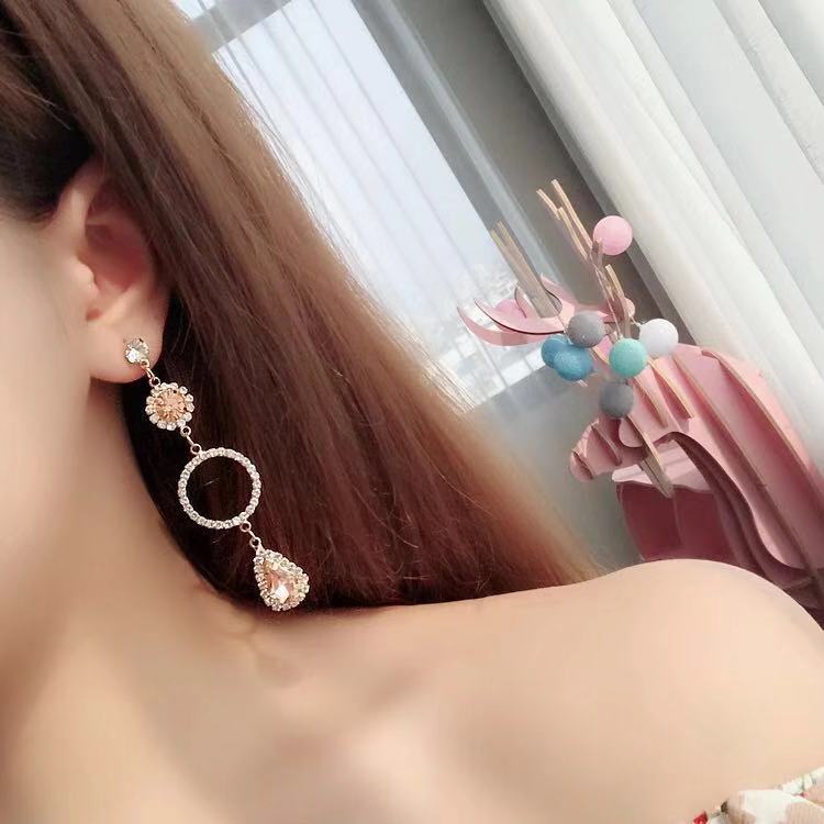 New S925 Silver Moon Goddess Earrings with Baroque Crystals