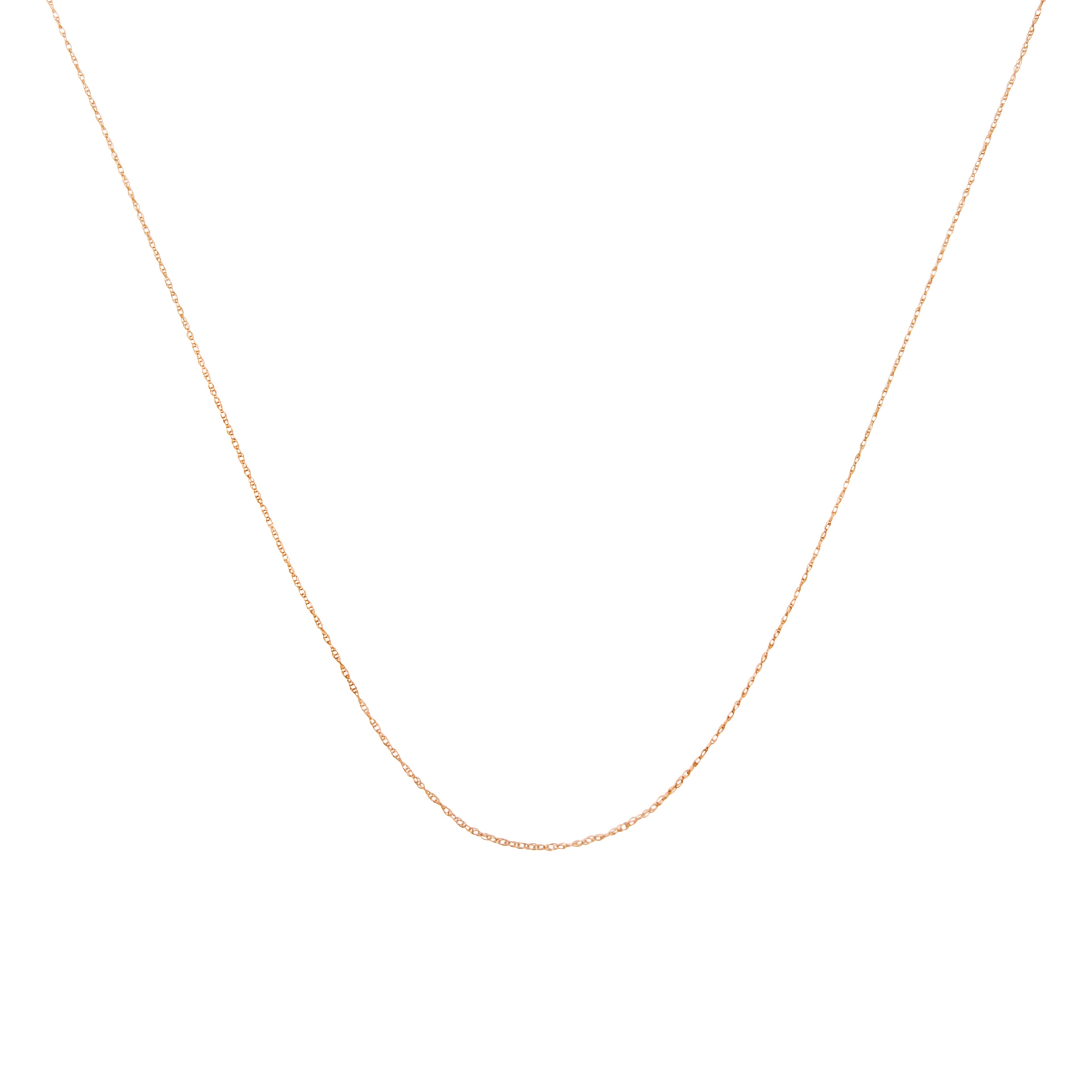 Solid 10K Yellow Gold 0.5mm Slim and Dainty Unisex 18" Rope Chain Necklace