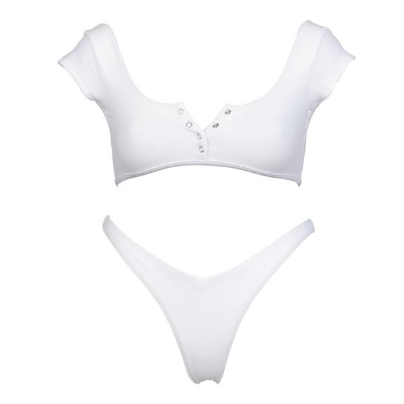 New Women's Bikini Set with Padding - Black & White