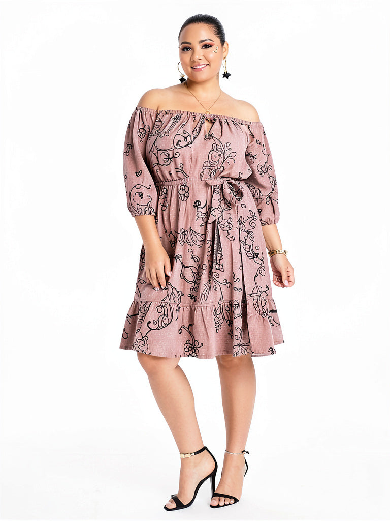 City Chic Trendy Plus Size Printed Off-The-Shoulder Peasant Dress, Size 20W