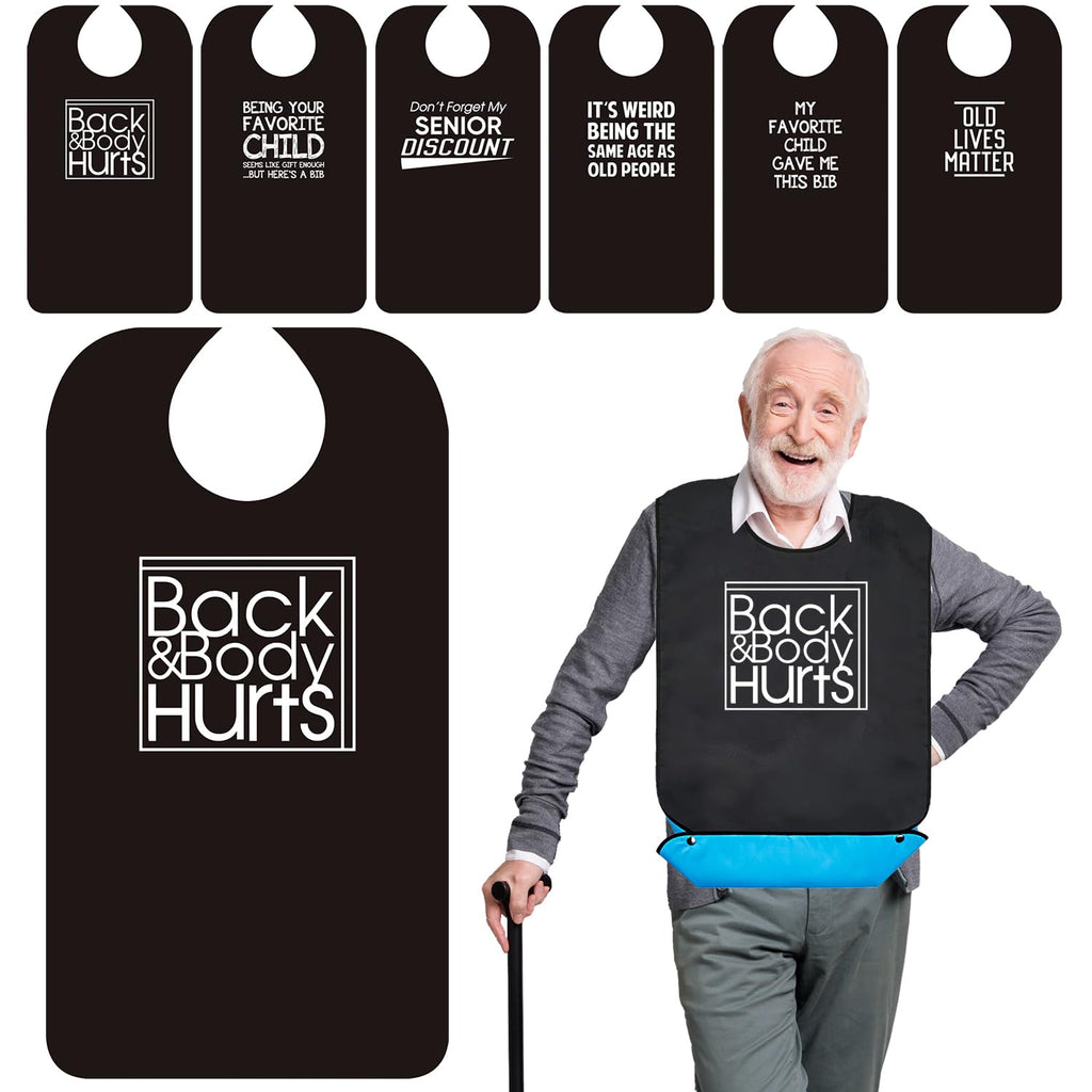 Wentur Adult Bibs for Men Washable - Funny Adult Bibs for Eating with Crumb Catcher - Adjustable Dining Clothing Protectors for Elderly Adults - Birthday Gag Gifts for Elderly Men Women (1 Pack)