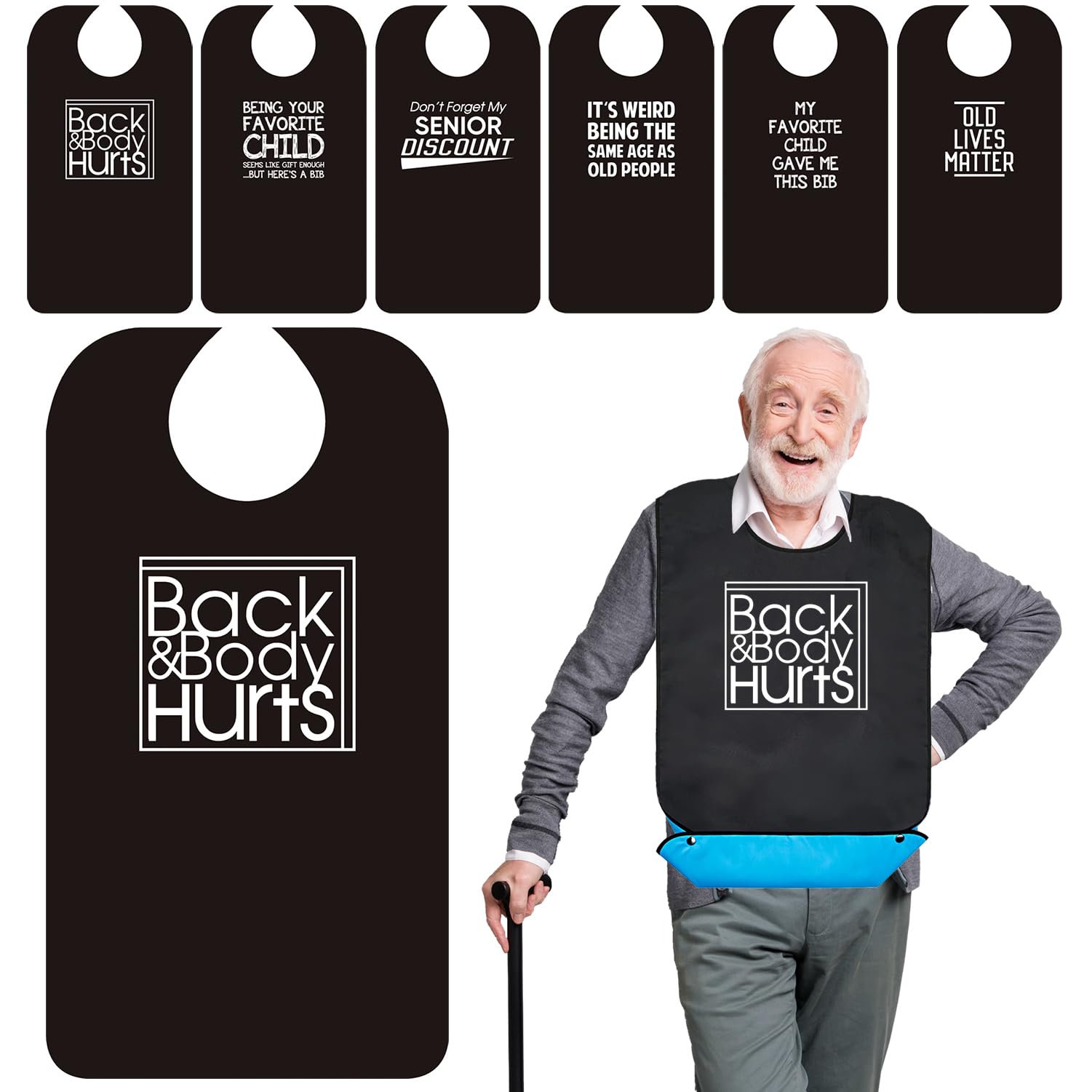 Wentur Adult Bibs for Men Washable - Funny Adult Bibs for Eating with Crumb Catcher - Adjustable Dining Clothing Protectors for Elderly Adults - Birthday Gag Gifts for Elderly Men Women (1 Pack)