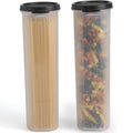 Tall Clear Spaghetti Pasta Container Storage With Lid-2 Pk.Multi-Purpose Kitchen Pantry Organization And Food Storage For Noodles Beans Straws - Airtight Leakproof Spaghetti Keeper BPA Free 37 oz.