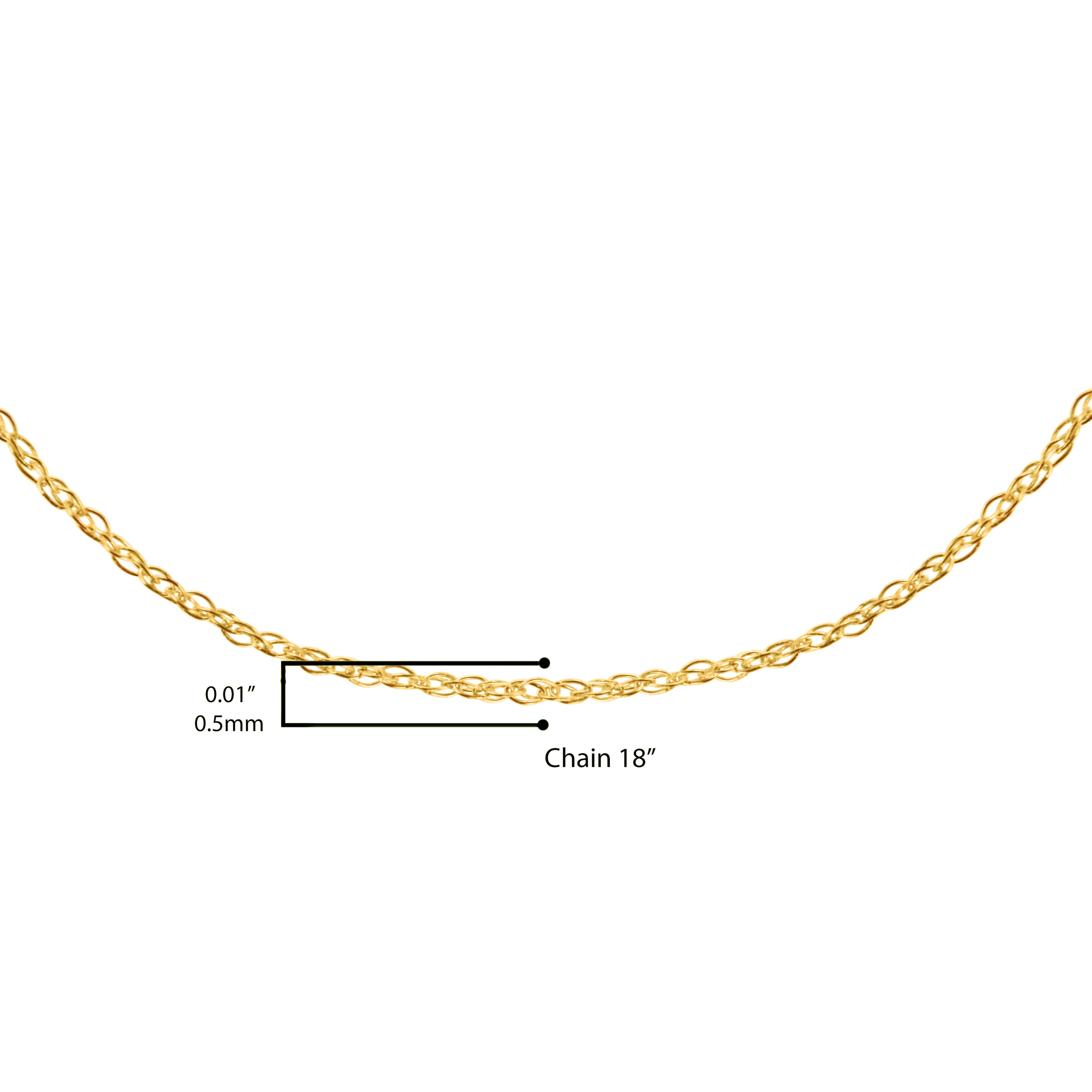 Solid 10K Yellow Gold 0.5mm Slim and Dainty Unisex 18" Rope Chain Necklace