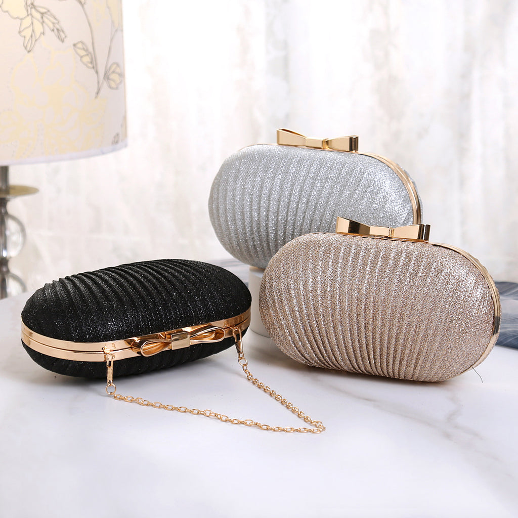 Fashion Evening Pleated Bow Tie Clutch Bag