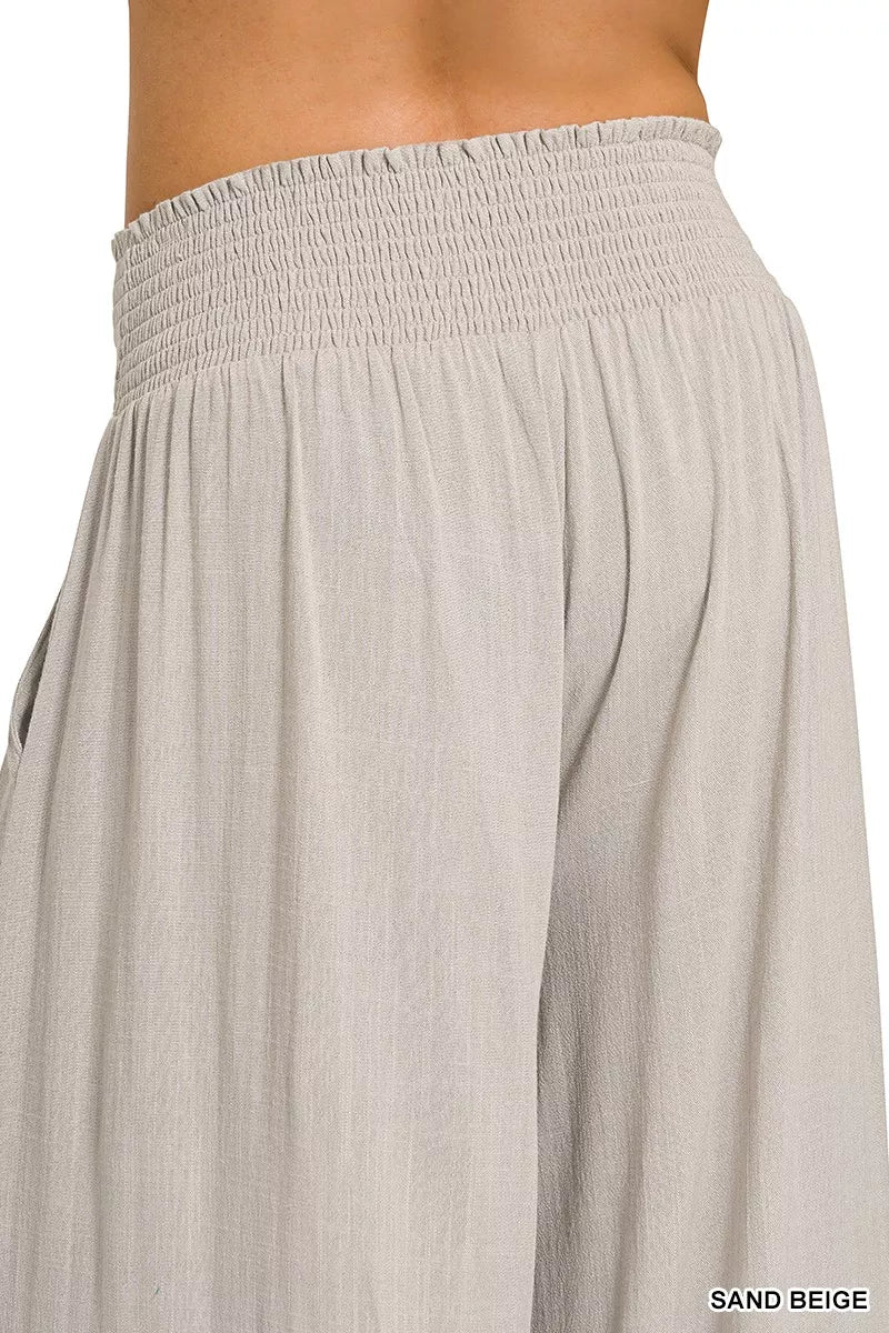 Zenana Smocked Waistband Wide Leg Lounge Pants
