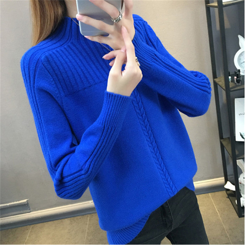 Korean High-Neck Women's Knitted Sweater for Fall/Winter