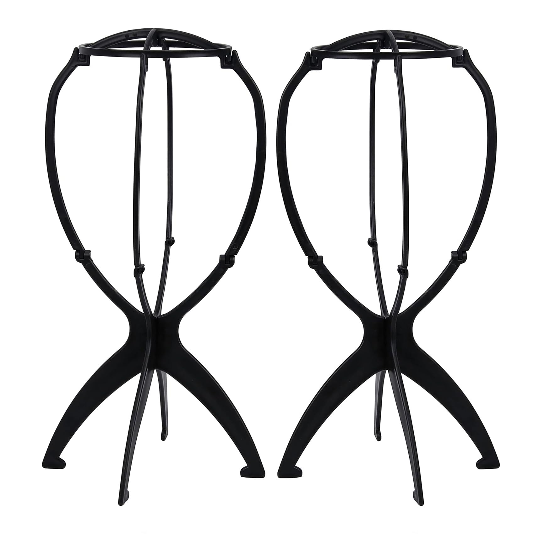 JCL Wig Stand Travel Wig Head Stand Portable Collapsible Wig Holder for Multiple Wigs Wig Display Stand Wig Stand Holder(2 Black)