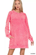 Zenana French Terry Acid Washed Dress with Pockets