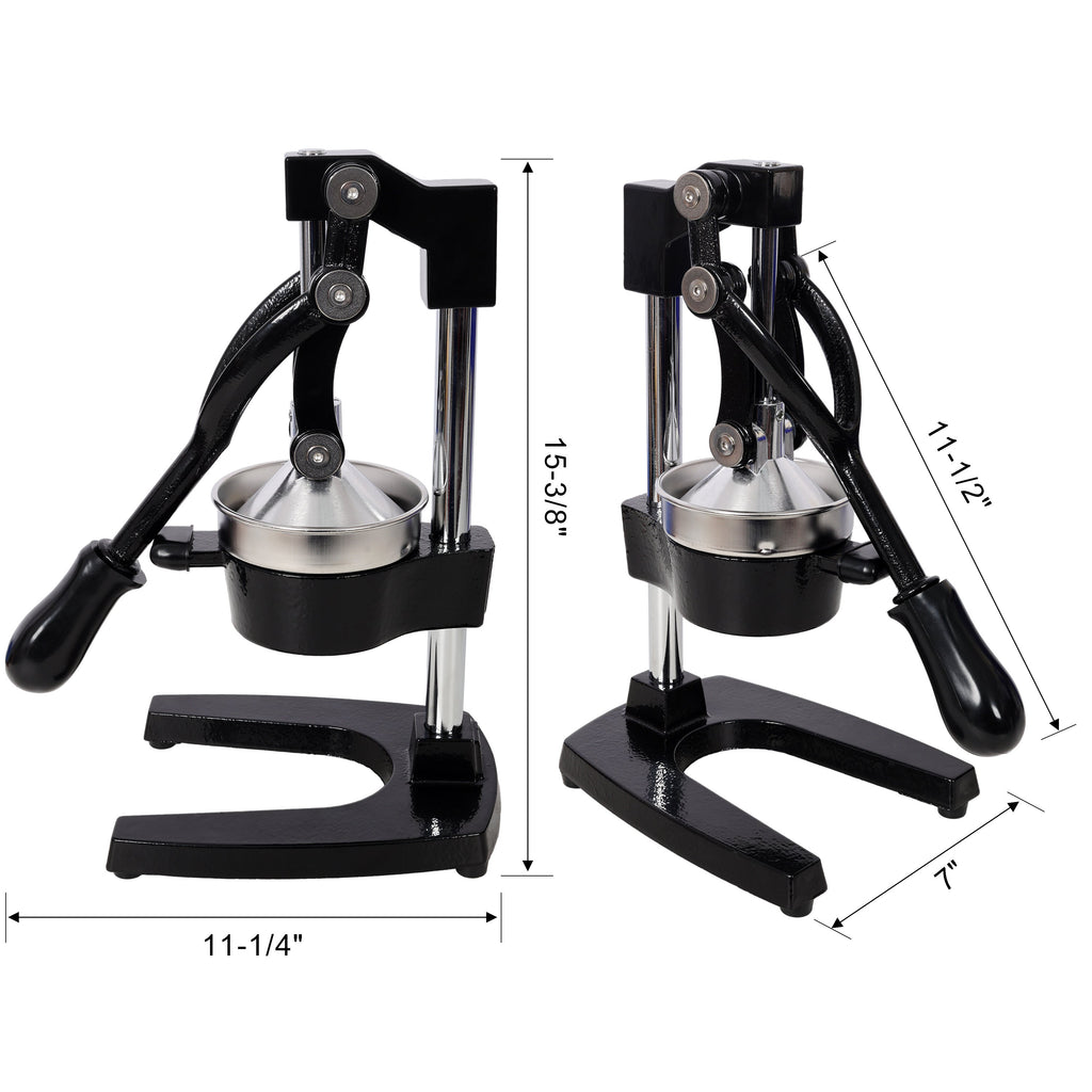 Cast Iron Citrus Juicer , Extra-Large Commercial Grade Manual Hand Press , Heavy Duty Countertop Squeezer for Fresh Orange Juice ,Black Color
