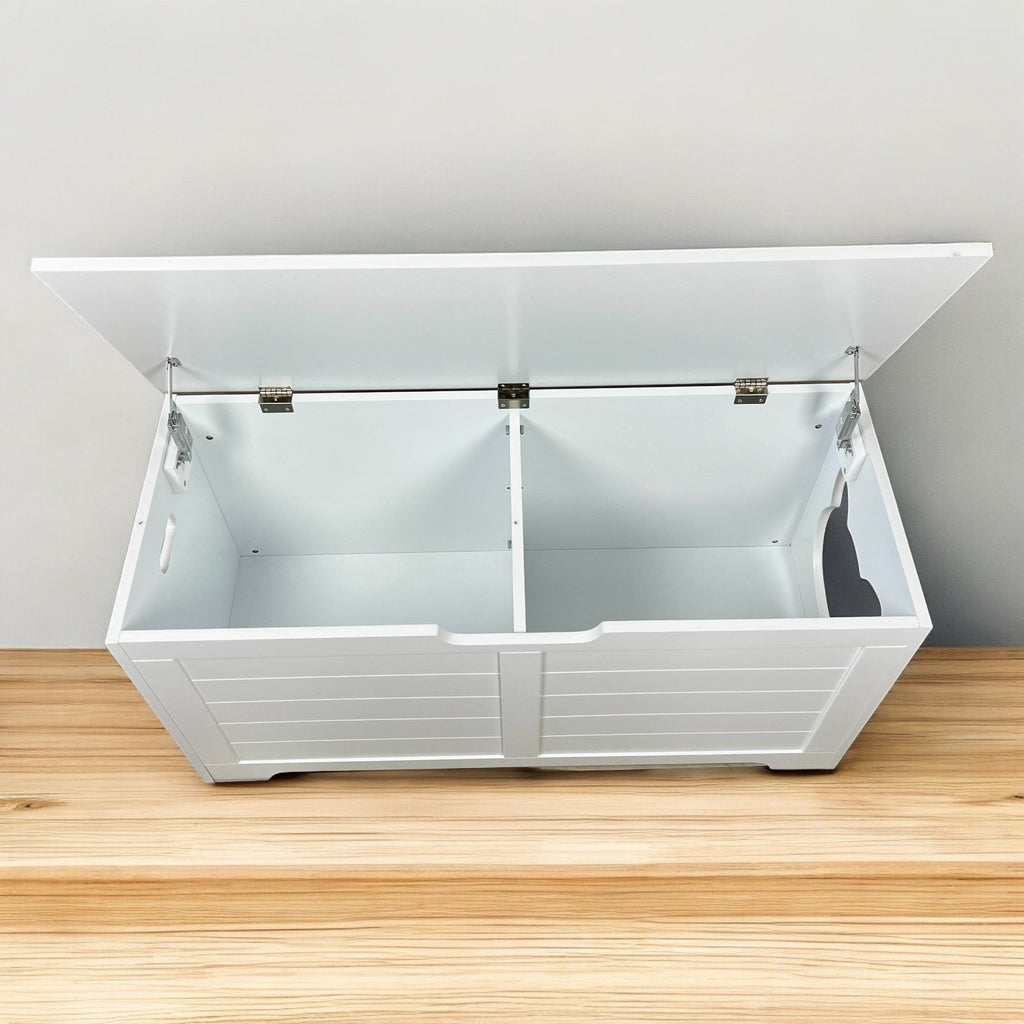 39.4' Top open Cat Litter Box Enclosure Furniture, Cat Washroom, Hidden Litter Box Cover, Cabinet for Large Cat, Dog Proof Cat Litter Boxes, Hideaway Litter Box, Cat House, White