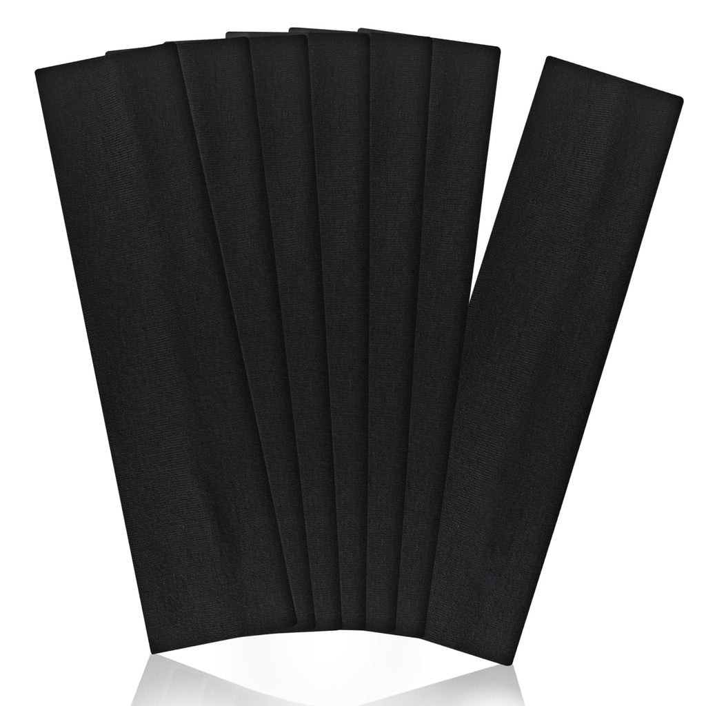 Black Headbands for Women Non Slip 7Pcs Elastic Head Bands for Womens Hair Soft Cotton Cloth Fashion Stretch Headbands for Women for Daily Workout Sports Running Yoga