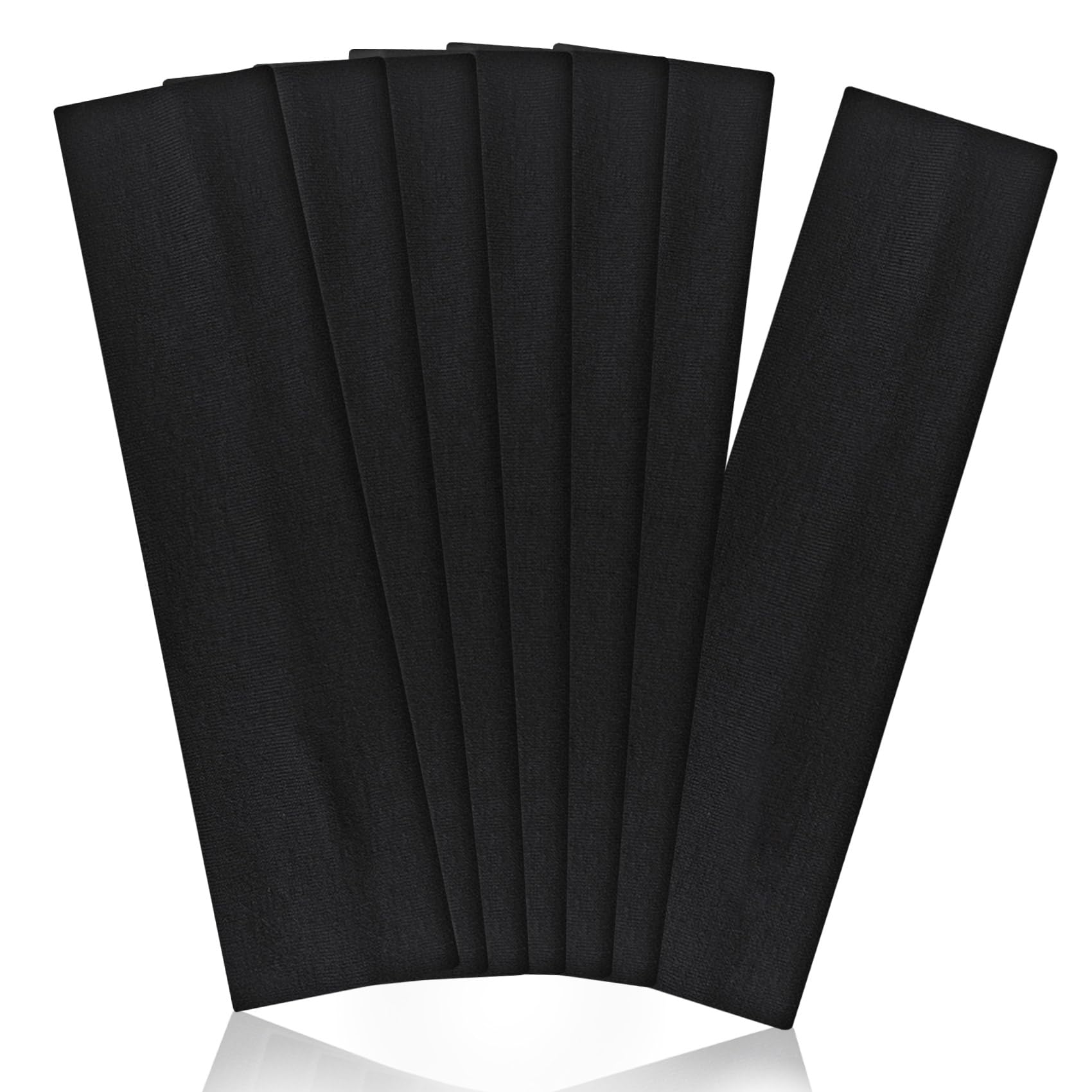 Black Headbands for Women Non Slip 7Pcs Elastic Head Bands for Womens Hair Soft Cotton Cloth Fashion Stretch Headbands for Women for Daily Workout Sports Running Yoga