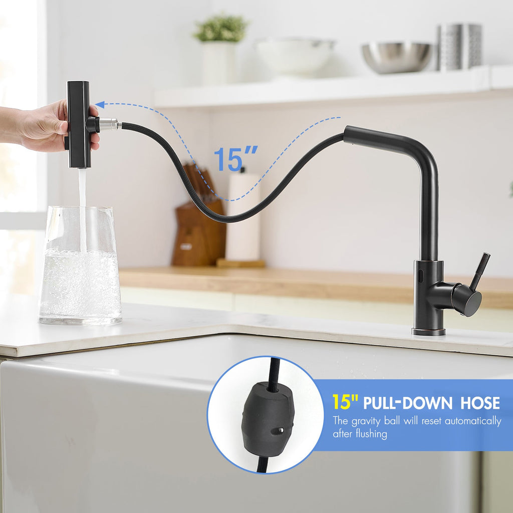 Touchless Kitchen Faucet, Hands Free Automatic Smart Kitchen Faucet, Stainless Steel Touchless Kitchen Faucet