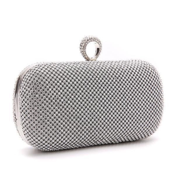 Diamond-Studded Evening Clutch Bag with Chain