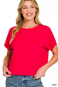 Zenana Round Neck Short Sleeve Cropped T-Shirt