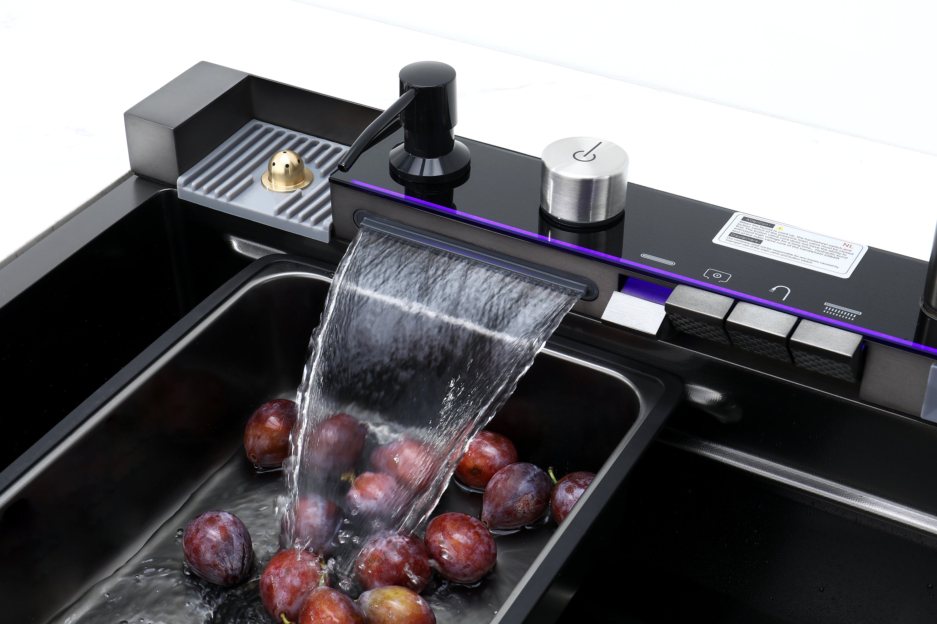 Pull-out Facuet Single Bowl Sink Kitchen Vegetable Sink 304 Whale Waterfall Sink Stainless Steel Dish Sink Vegetable Sink Household Vegetable Washing Basin
