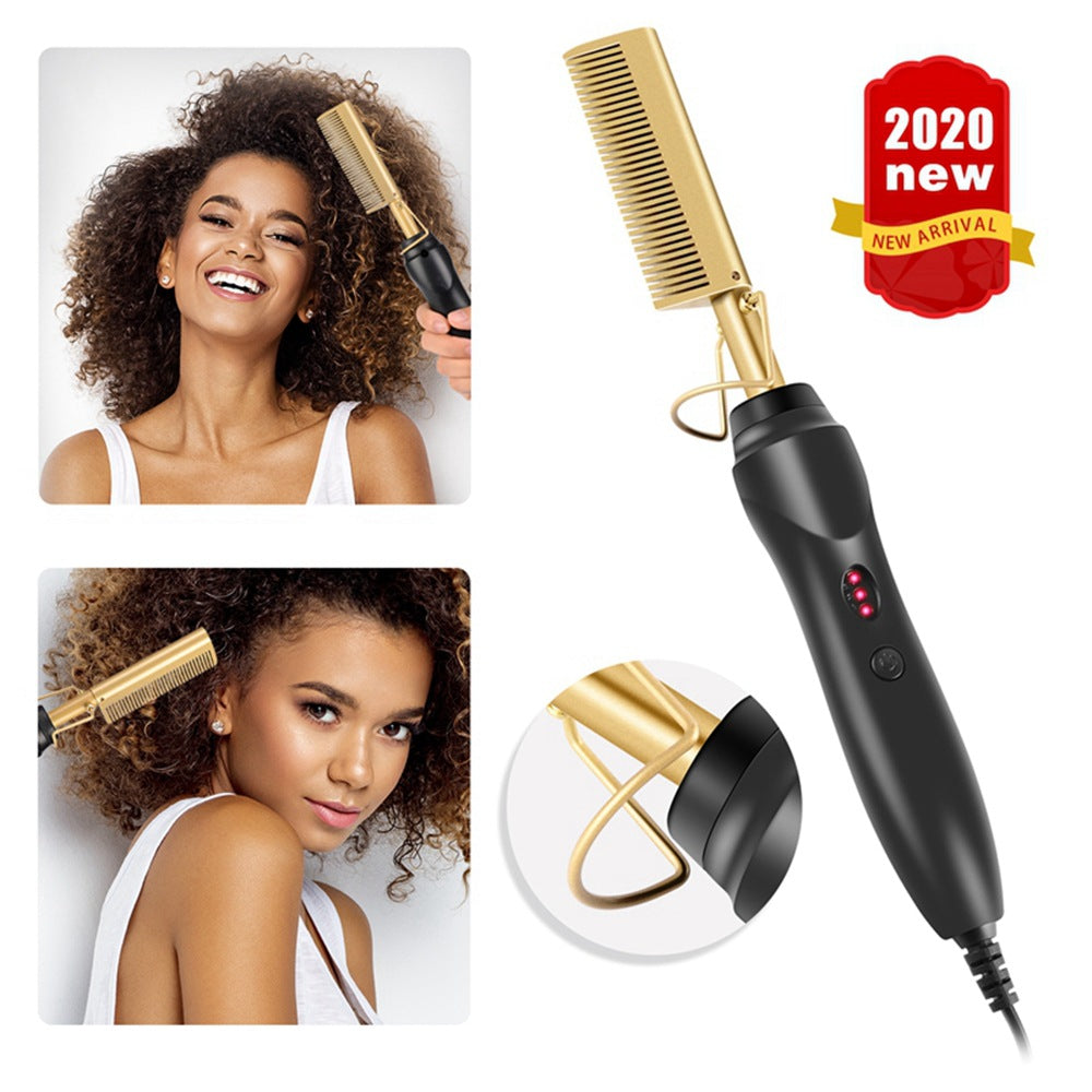 Electric Hair Curler and Straightener Comb for Home Use