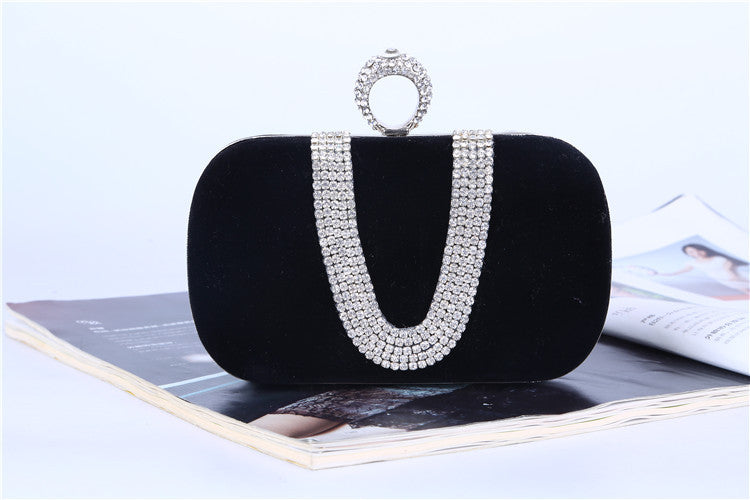 Diamond Velvet Clutch Evening Bag for Brides and Ladies