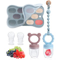 2PCS Food Grade Silicone Baby Fruit Food Feeder & Breastmilk Popsicle Freezer Molds BPA Free Baby Food Storage Containers for Baby Teething Relief & Infant Self Feeding(Blue and Pink Purple)