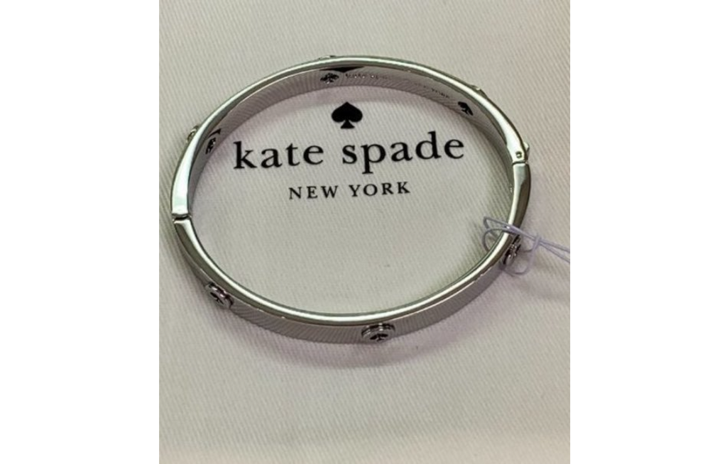 Kate Spade Womens Metallic Spot the Spade Studded Hinged Bangle