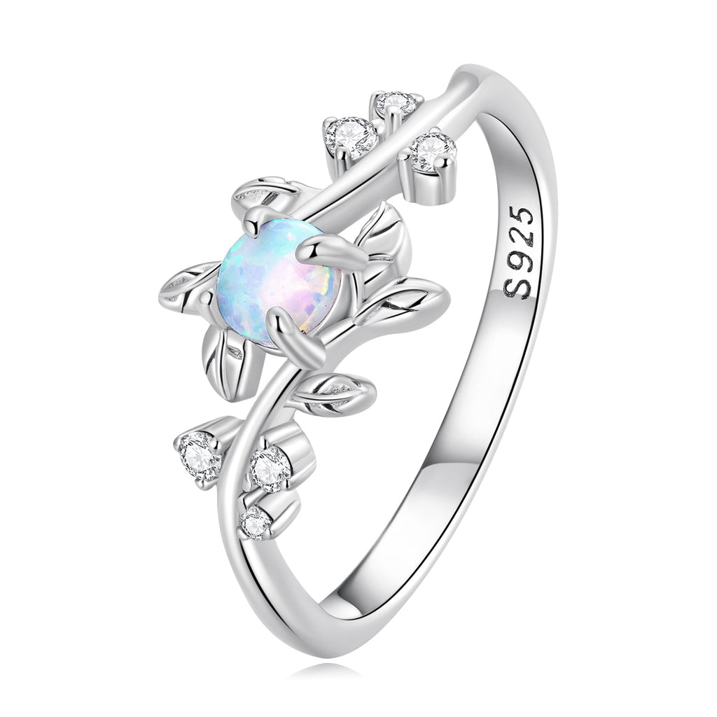 925 Sterling Silver Opal & CZ Ring 0.2cm Size 6.0 for Women