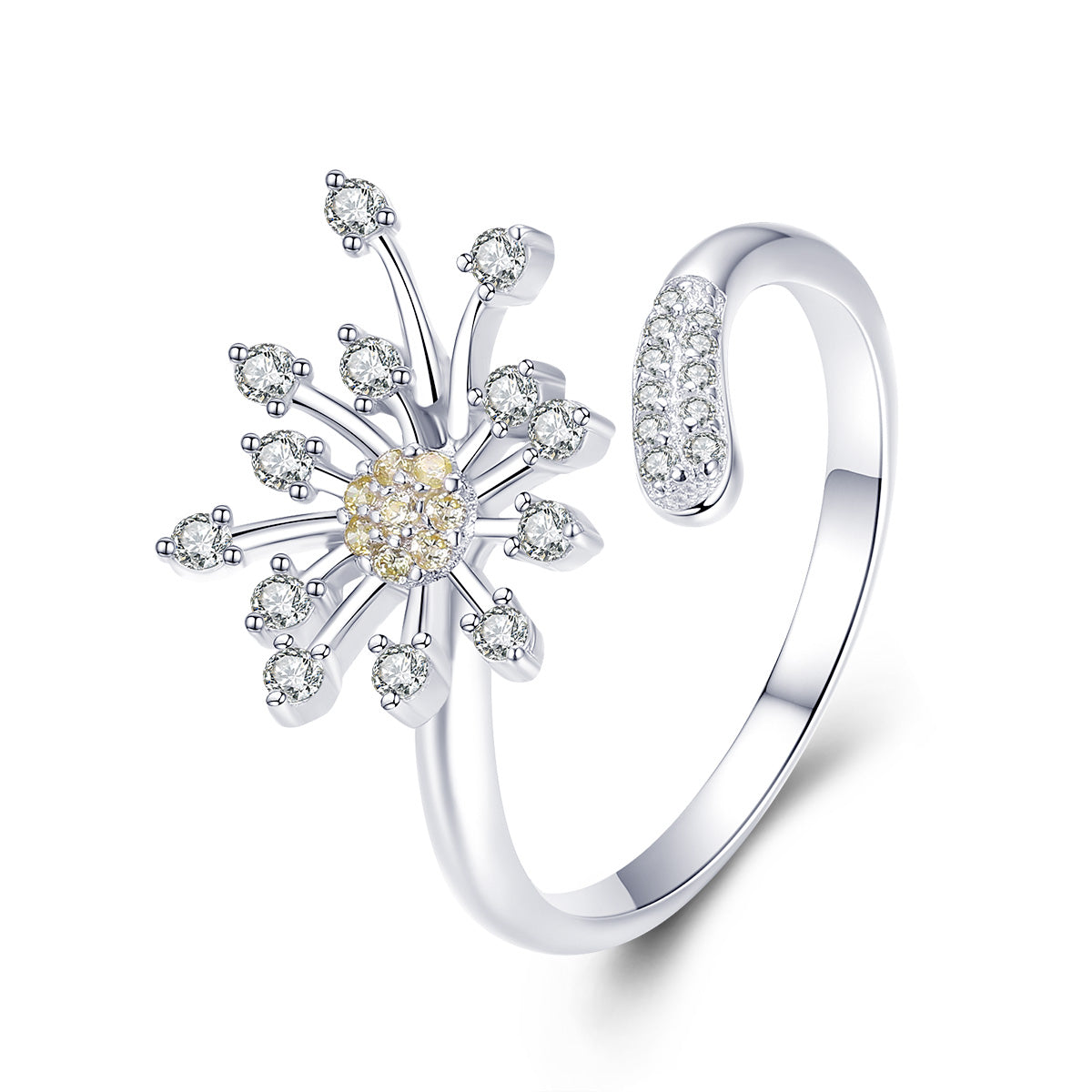 925 Sterling Silver Ring with Plated Platinum and Pavé Setting CZ