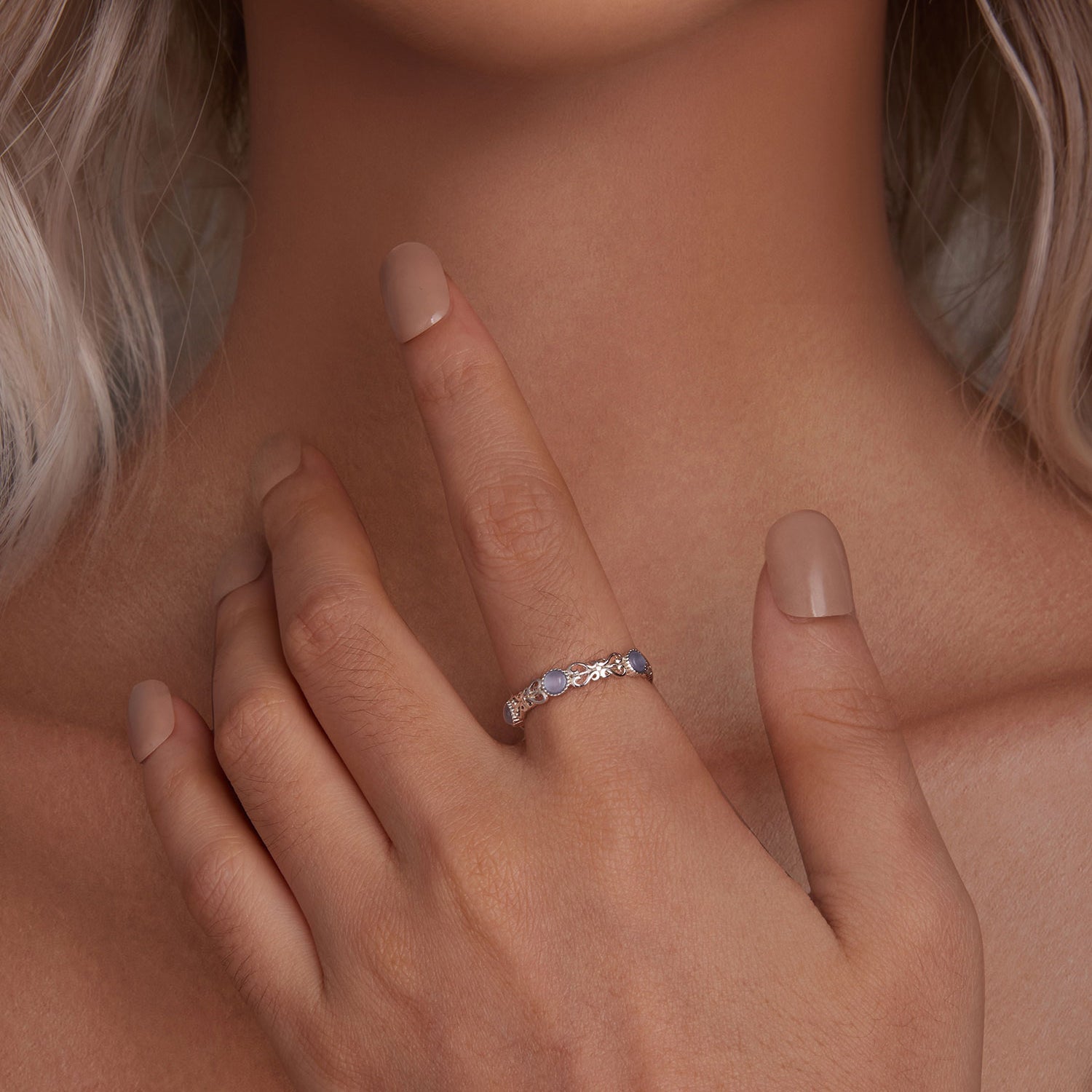 S925 Sterling Silver 4mm Plated Platinum Ring for Women Size 6.0