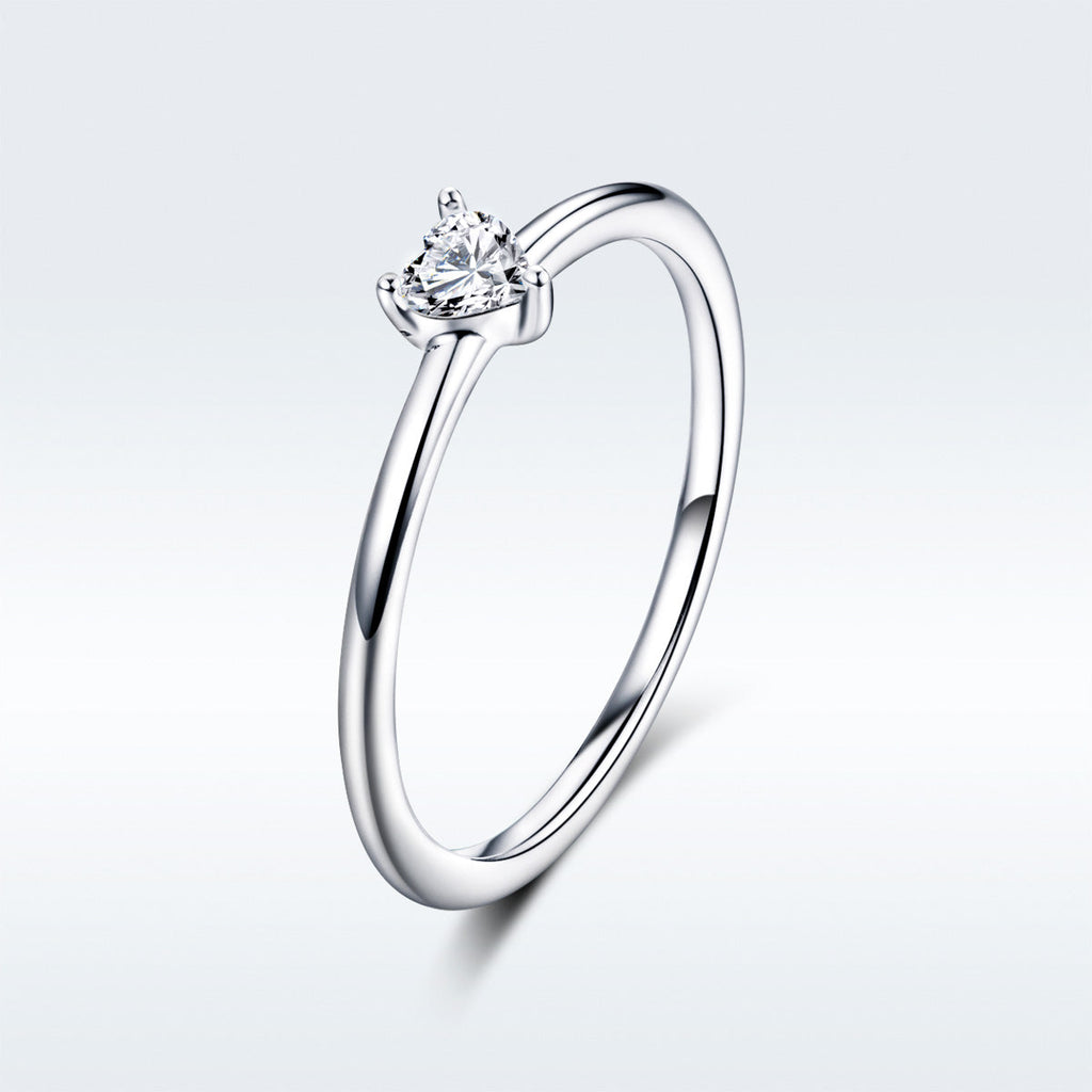 925 Sterling Silver Ring Size 6.0 with CZ and Platinum Plating for Women