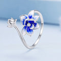 925 Sterling Silver Enamel Flower Ring