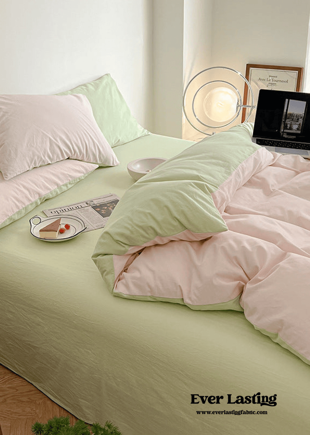 Duo Bedding Set / Pink + Green