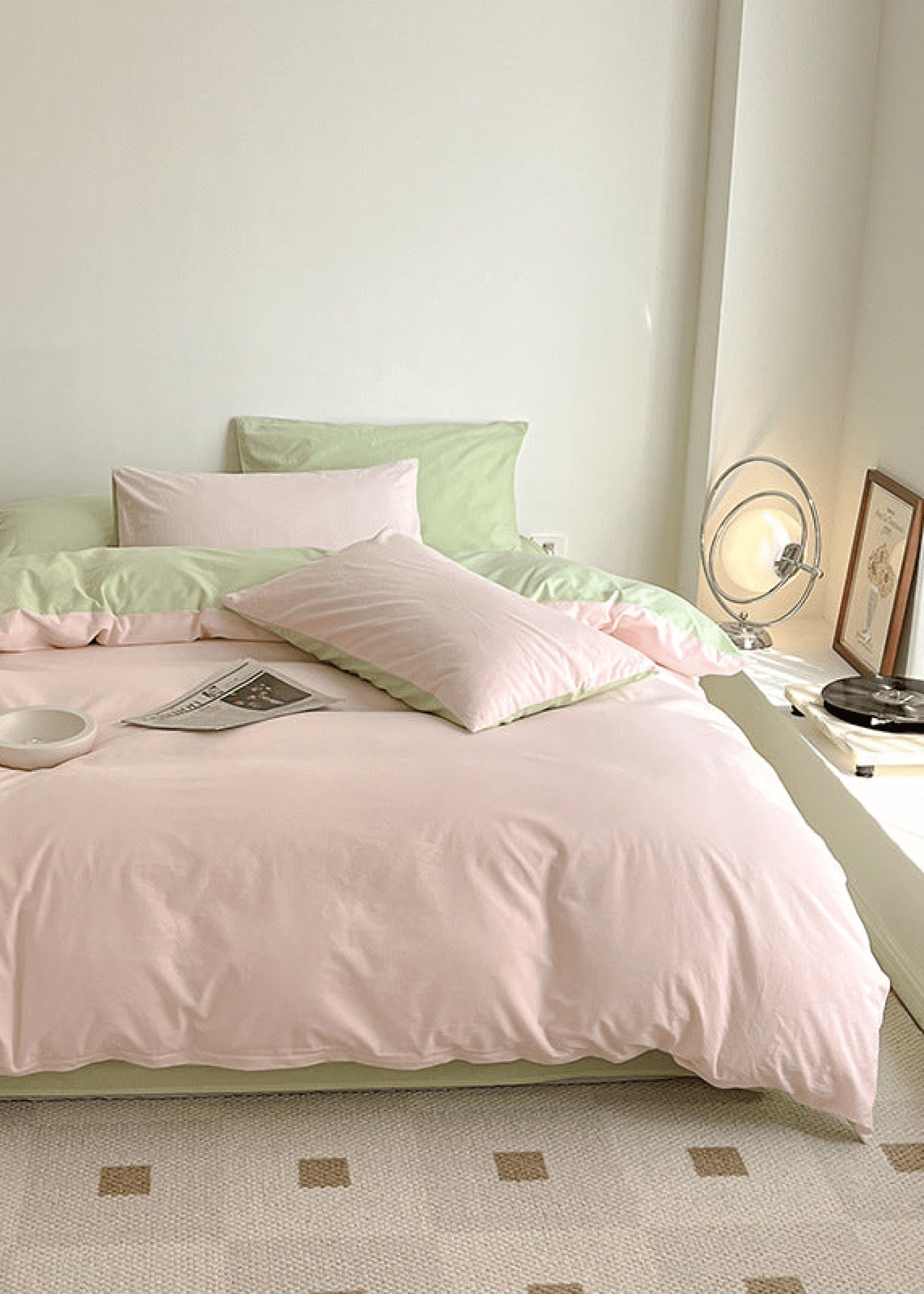 Duo Bedding Set / Pink + Green