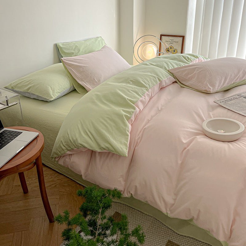 Duo Bedding Set / Pink + Green