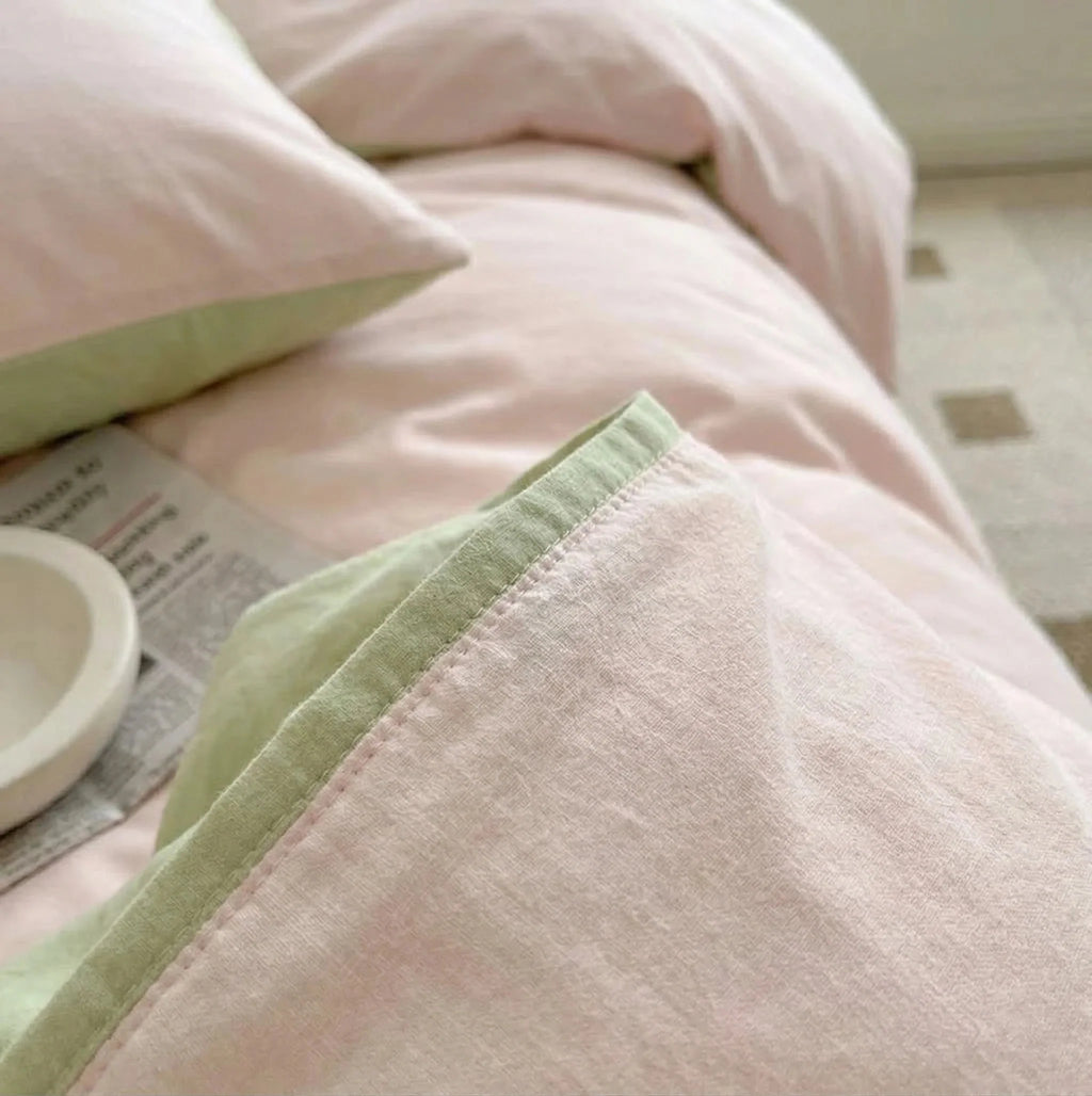 Duo Bedding Set / Pink + Green