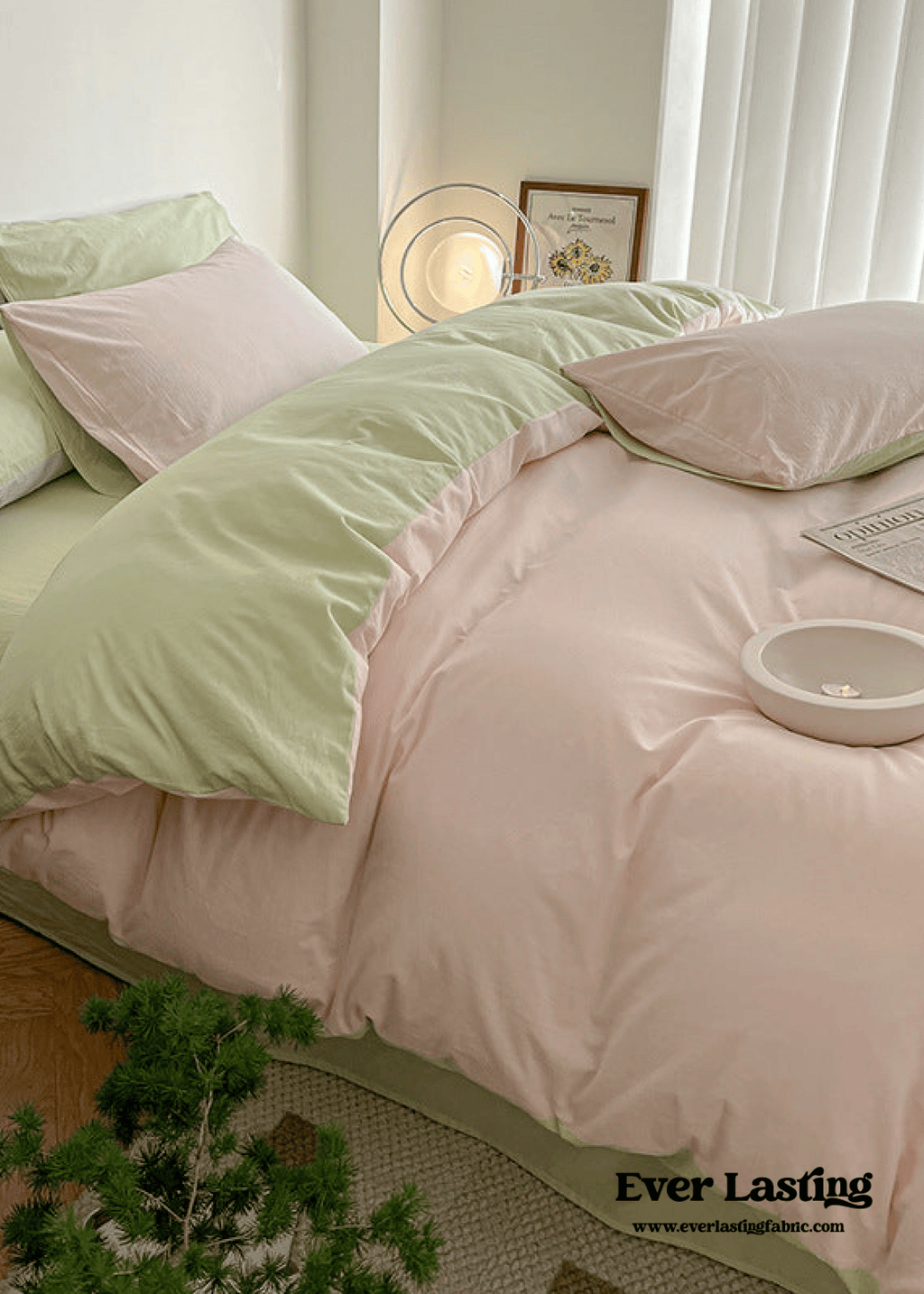 Duo Bedding Set / Pink + Green