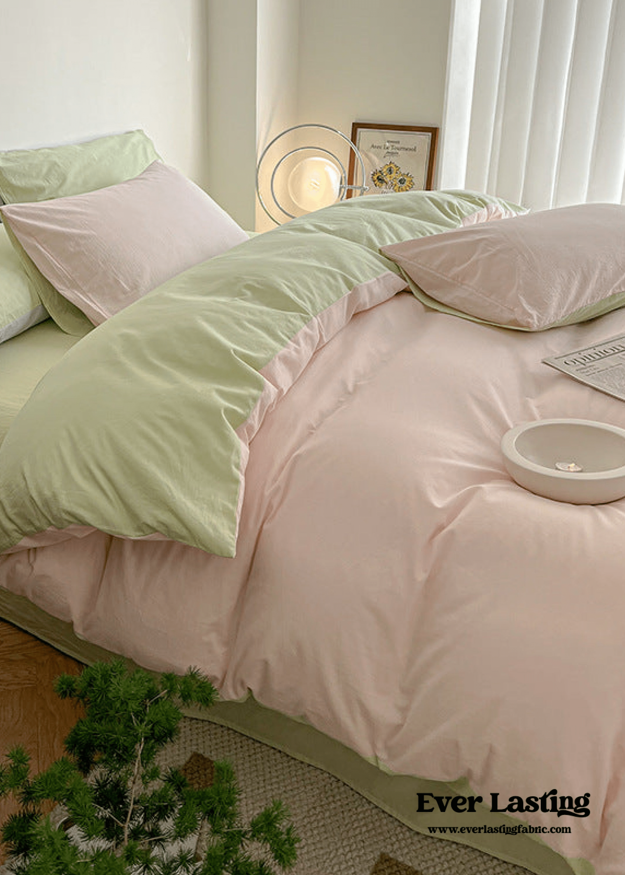 Duo Bedding Set / Pink + Green