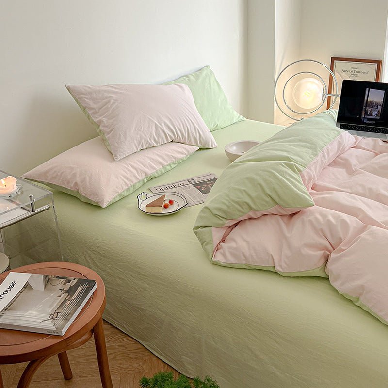 Duo Bedding Set / Pink + Green