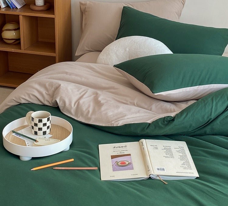 Duo Earth Tone Jersey Knit Bedding Set / Pink Beige