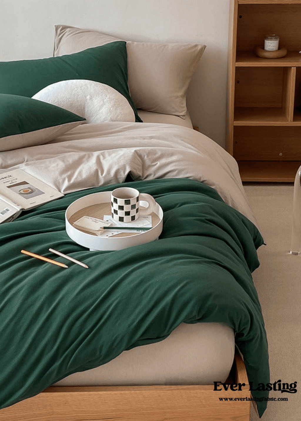 Duo Earth Tone Jersey Knit Bedding Set / Pink Beige
