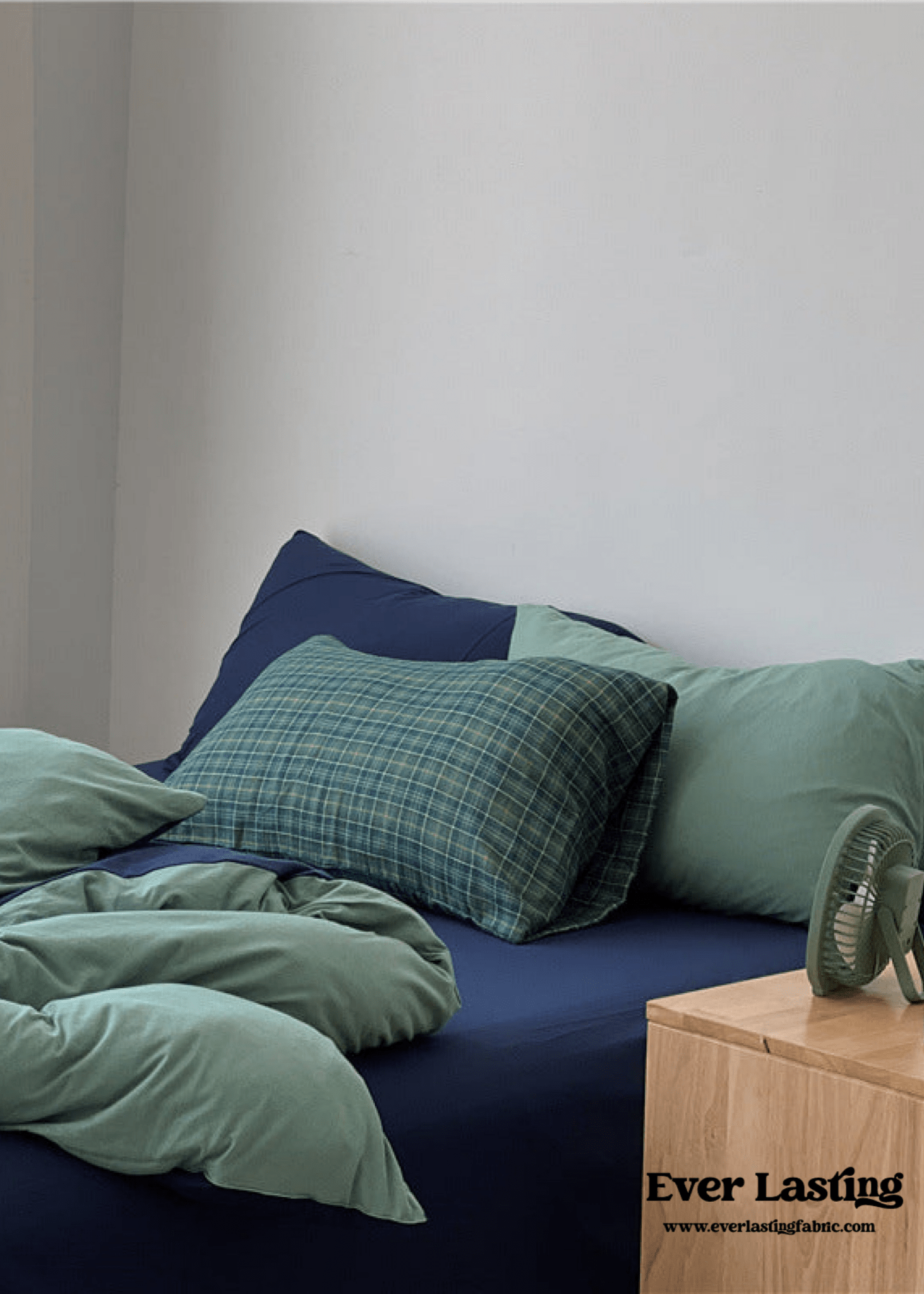 DUO Jersey Knit Bedding Set / Green Blue + Royal Blue