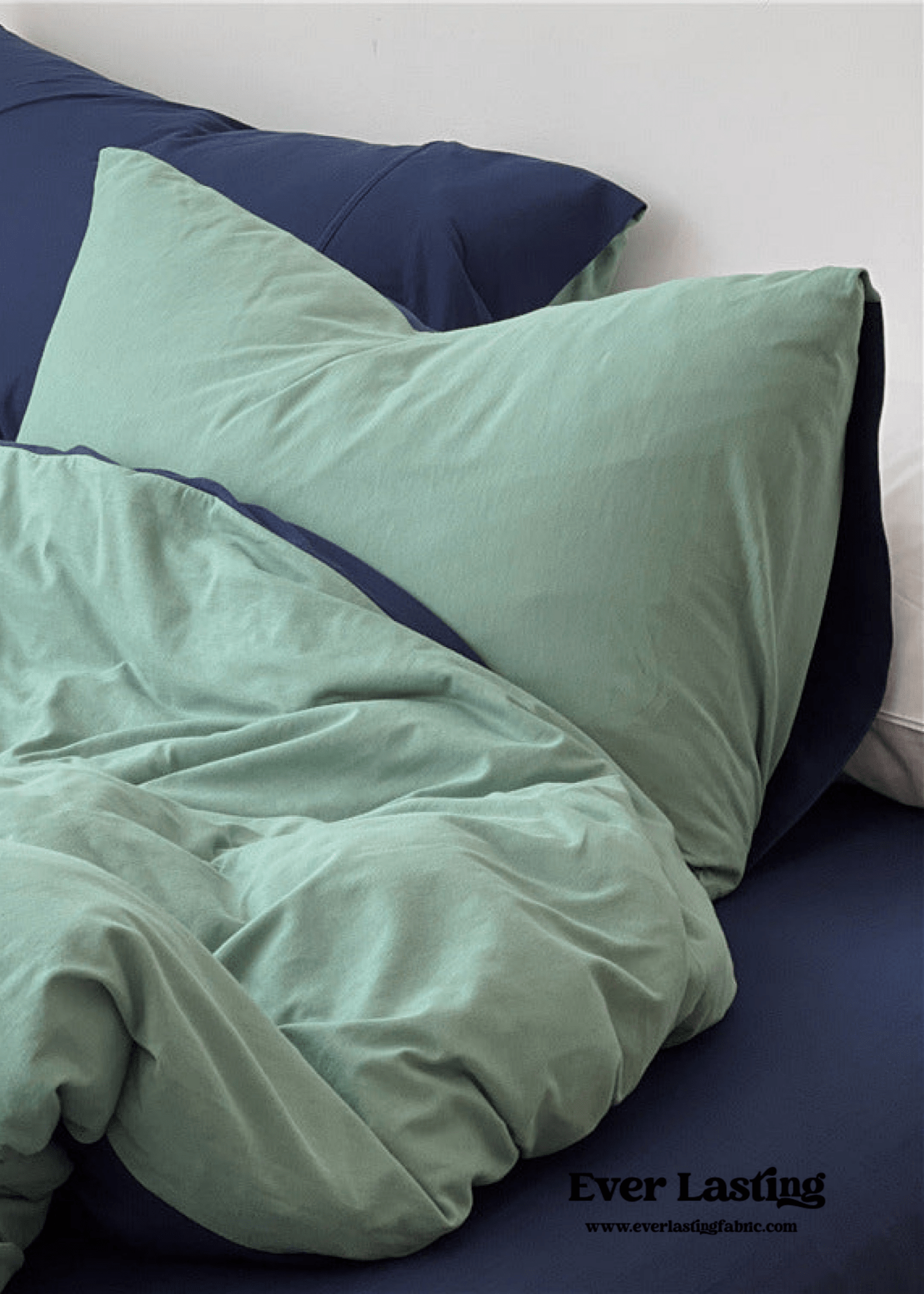 DUO Jersey Knit Bedding Set / Green Blue + Royal Blue