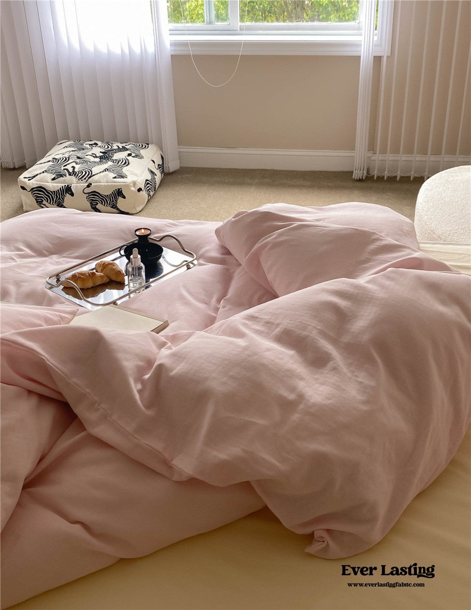 DUO Minimal Double Layer Washed Cotton Bedding Set / Blue