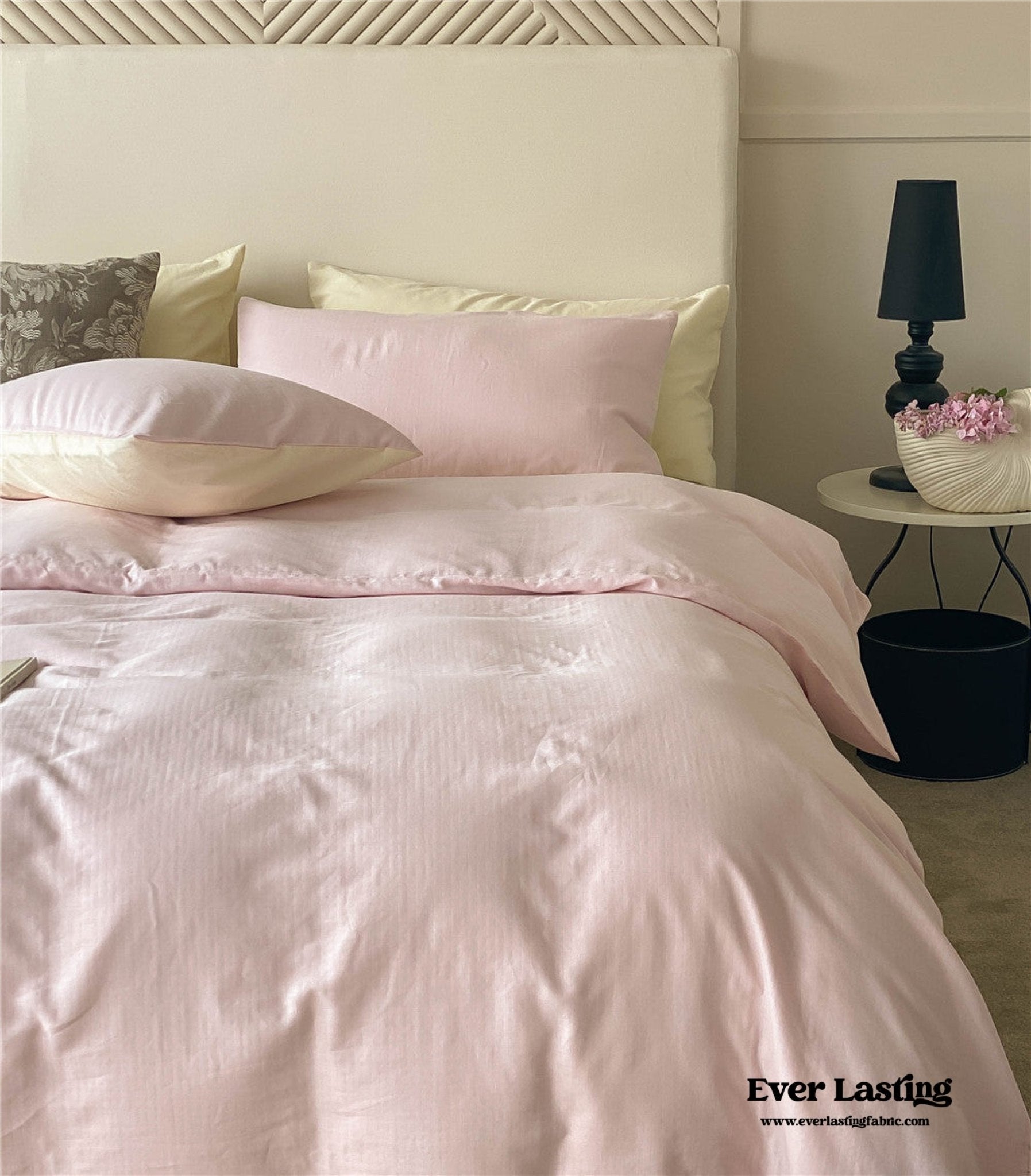 DUO Minimal Double Layer Washed Cotton Bedding Set / Khaki + Brown