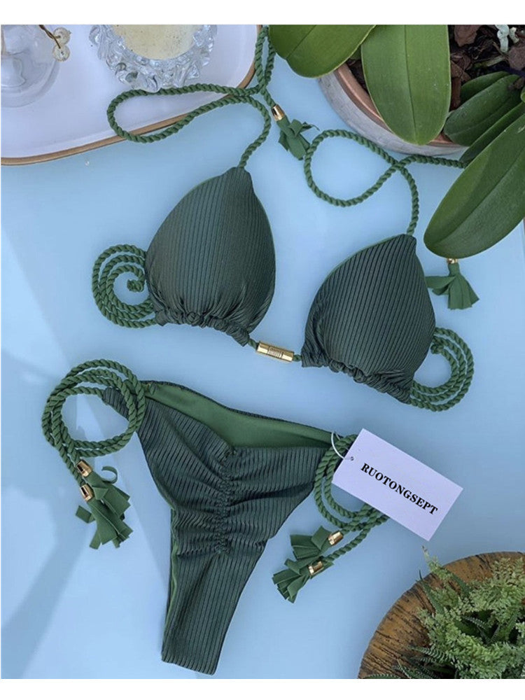 2022 New European Style Solid Color Bikini Wholesale