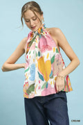 Umgee Multi-Color Floral Halter Neck Boho Top
